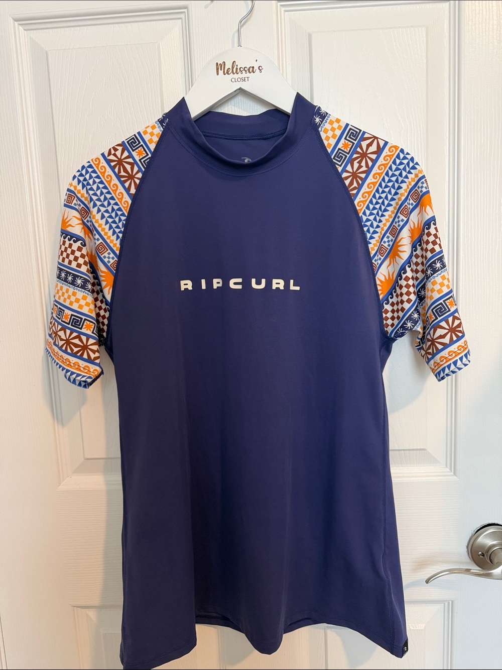 Rip Curl Rash Guard Top Boho Sleeve Surf Swim UPF Short Sleeve Womens XL